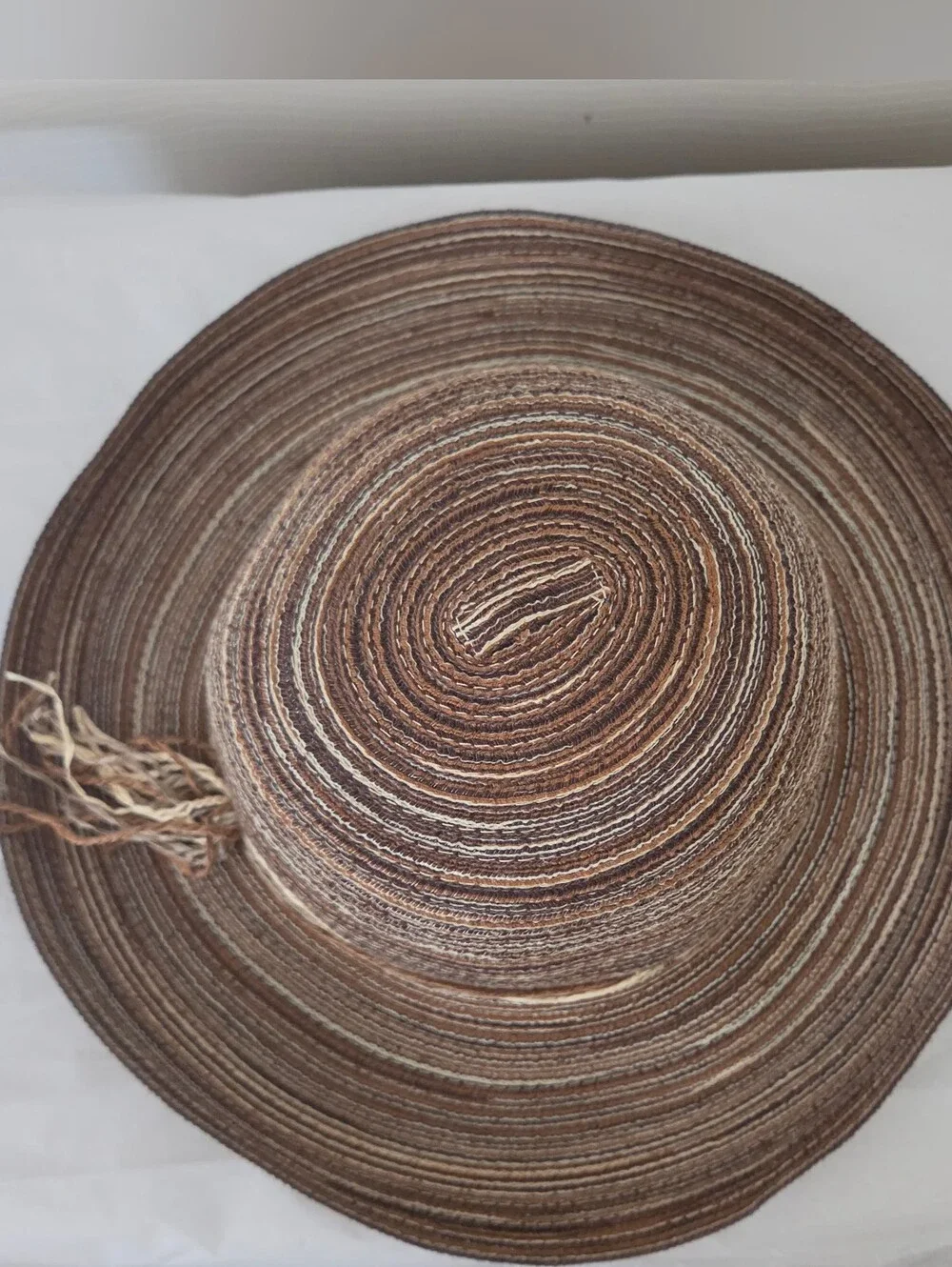 Angela & William Brown Striped 100% Cotton Woven Sun Hat